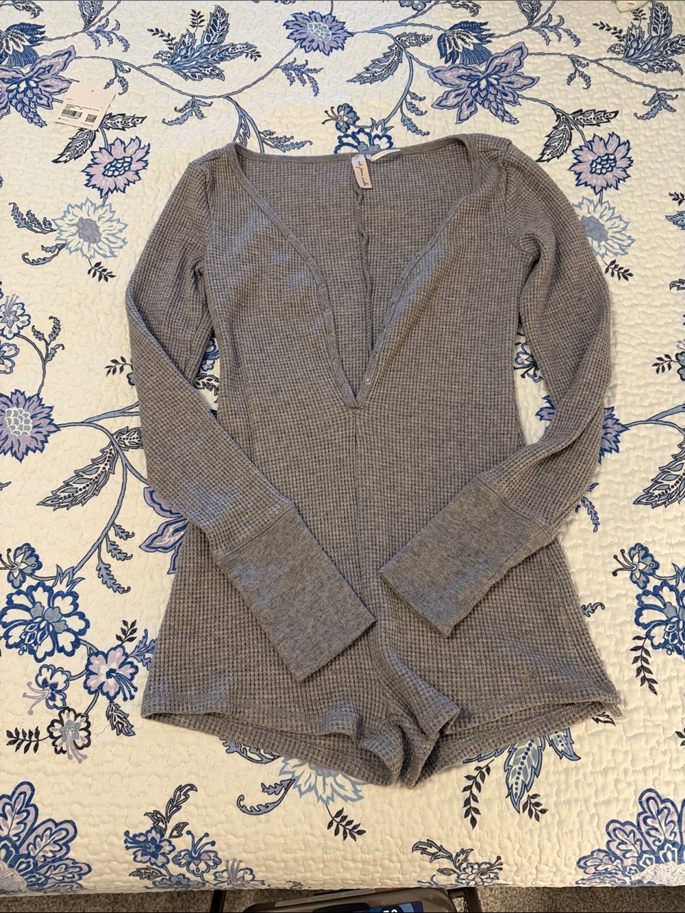 Urban Outfitters Out From Under Waffle-Knit Long-Sleeve Lounge Sleep Romper